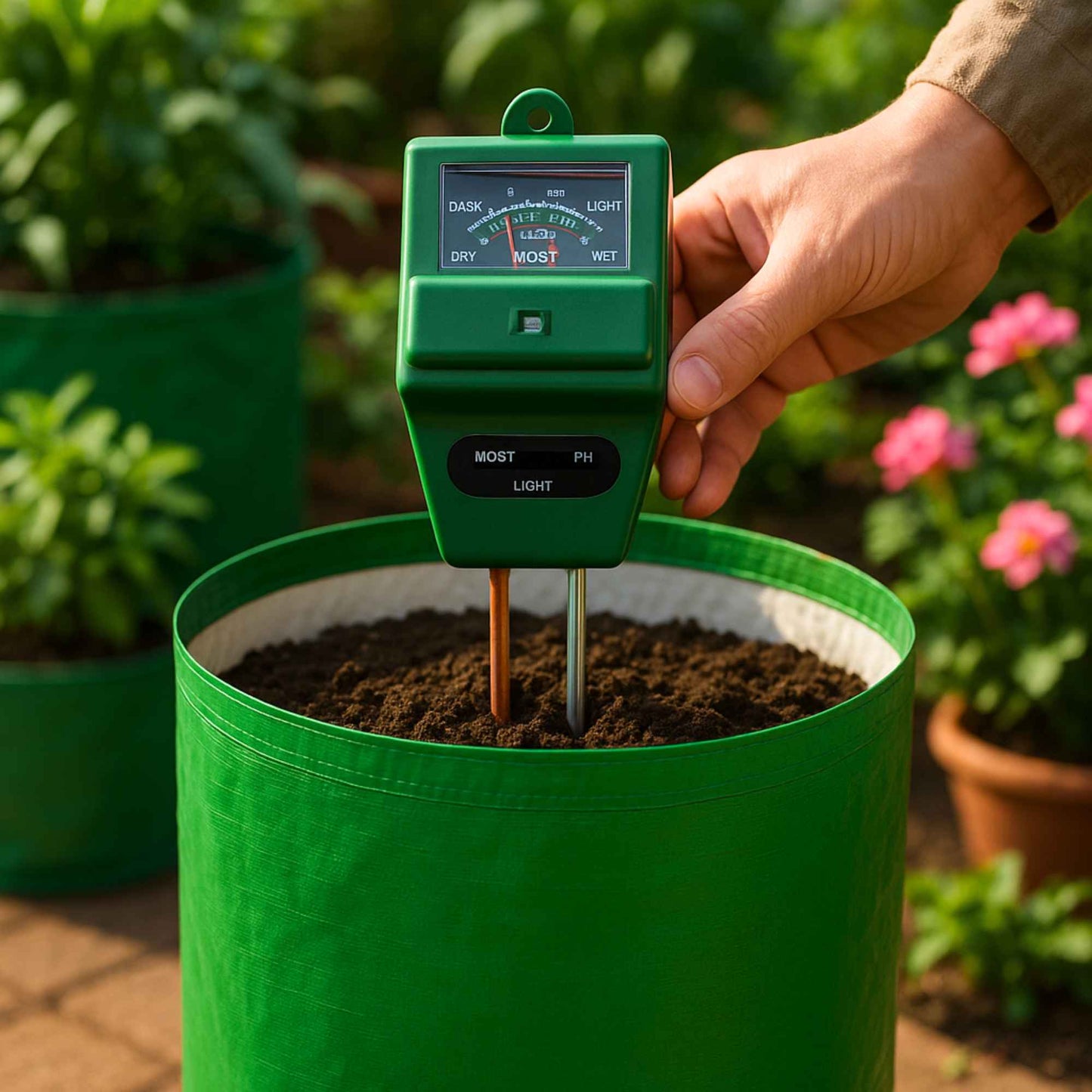 3-in-1 pH Meter for Soil Testing – With Moisture & Light Sensor Ideal for Home Gardening