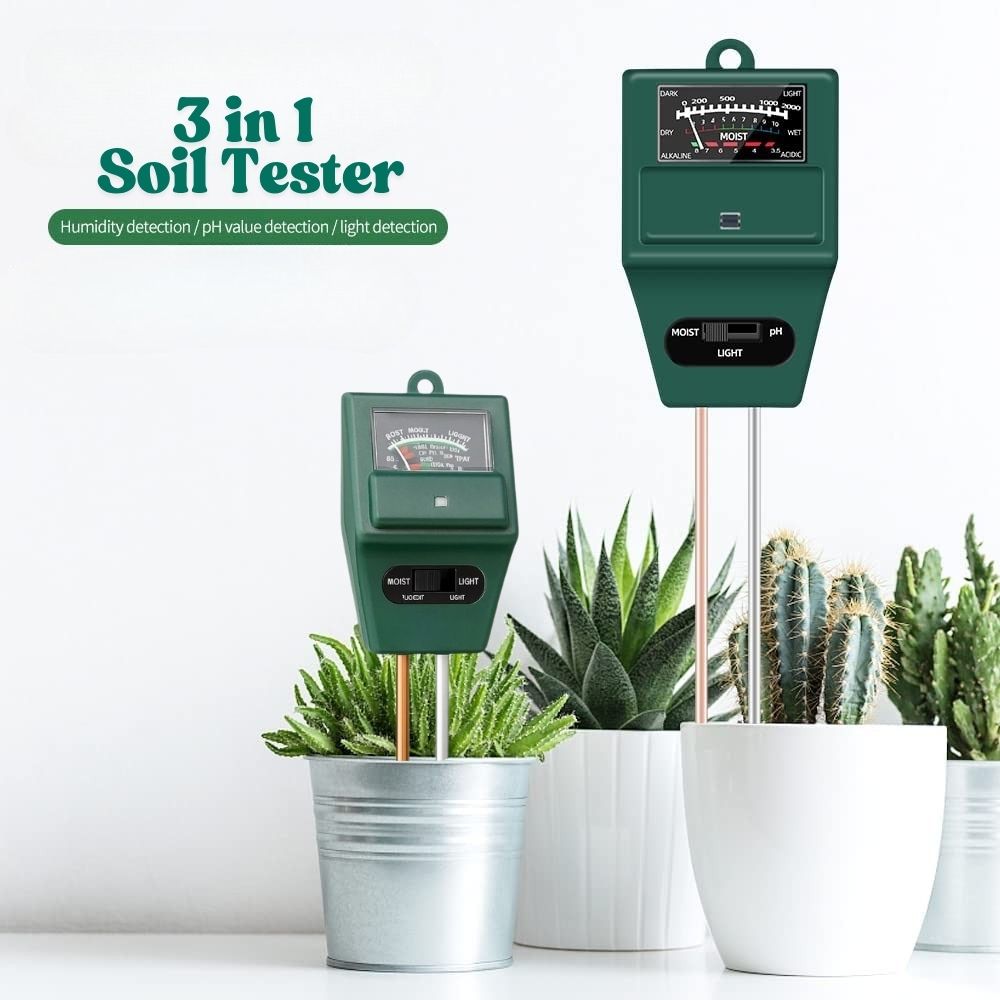 3-in-1 pH Meter for Soil Testing – With Moisture & Light Sensor Ideal for Home Gardening
