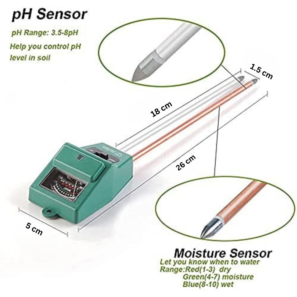 3-in-1 pH Meter for Soil Testing – With Moisture & Light Sensor Ideal for Home Gardening