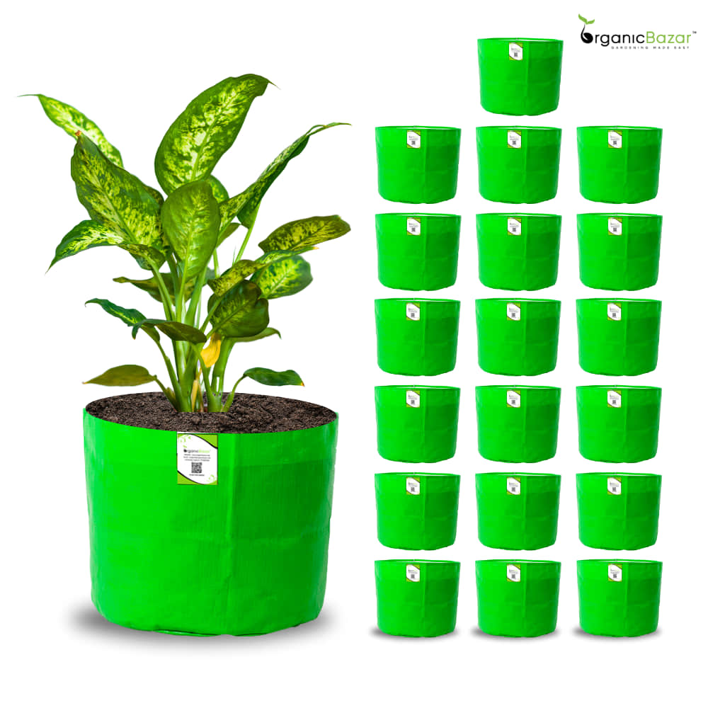 OrganicBazar 5x5 Small Size Grow Bag for Nursery Plants, Premium HDPE 260 GSM, Green Plant Bags