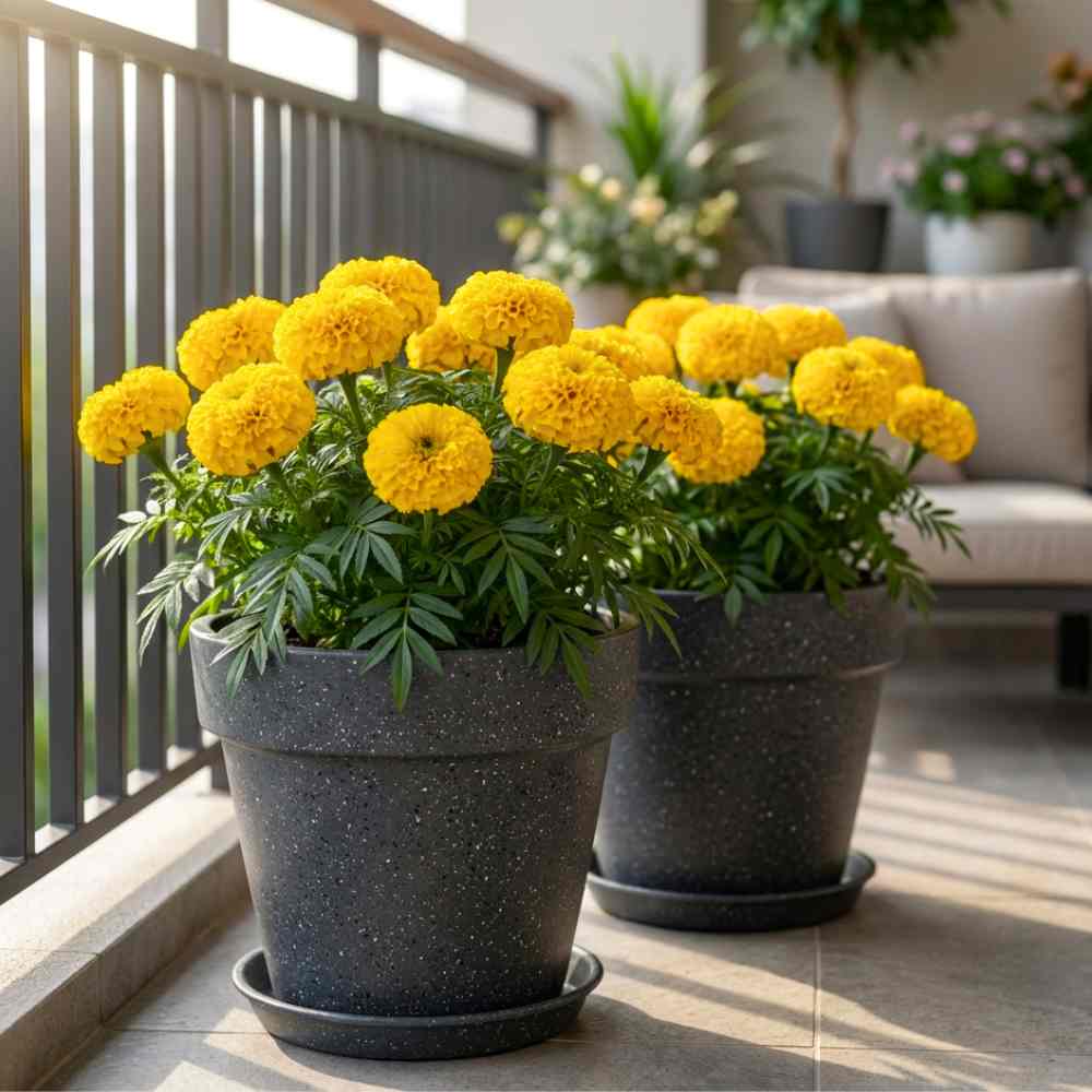 African Marigold (Genda) Dwarf Gold Seeds - 30 Seeds (गेंदा के बीज) High Germination/ Easy To grow/ Perfect for pots, balconies, or Terrace gardens
