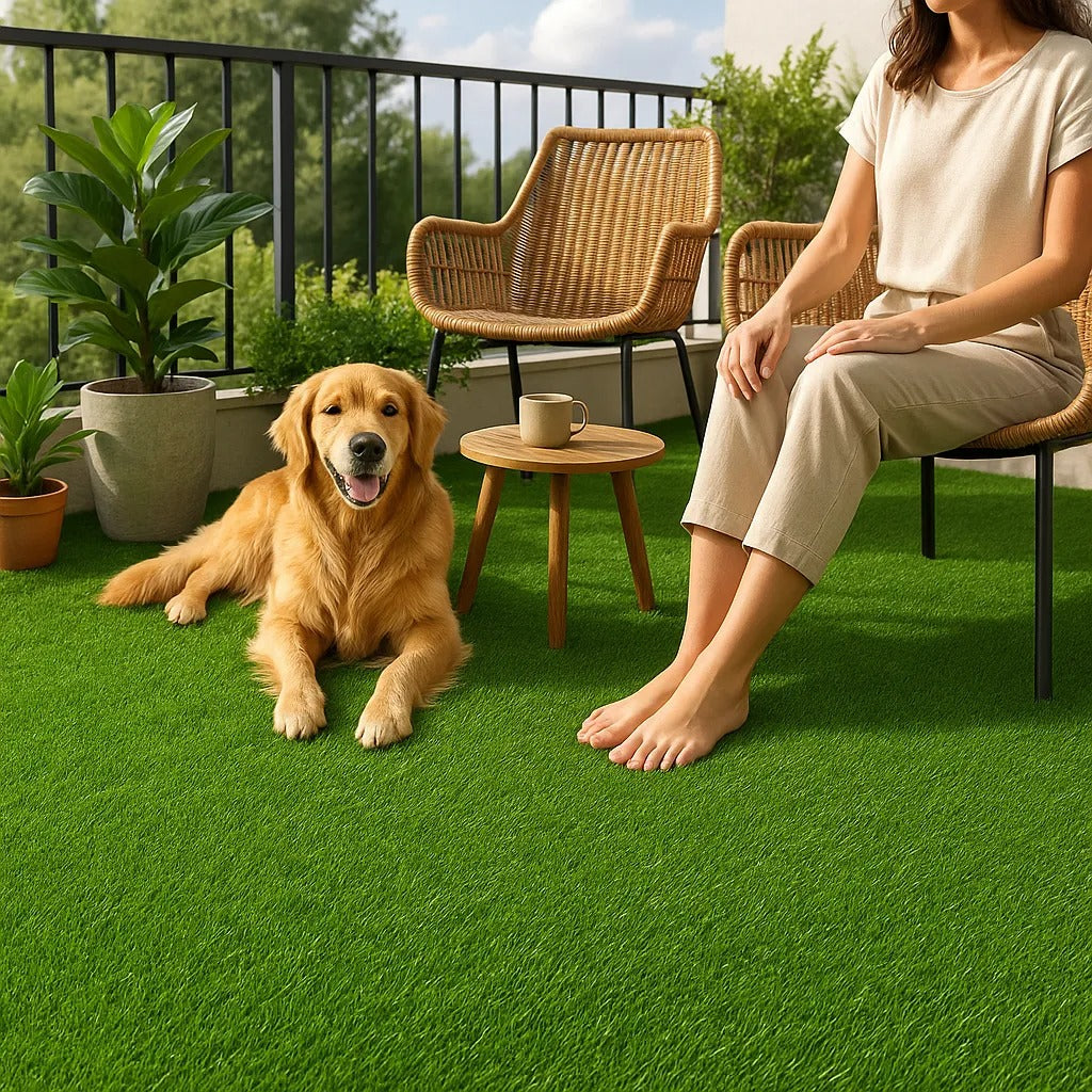 Artificial Green Grass Carpet 35 mm High Density – Realistic Lawn Turf for Garden, Balcony, Indoor & Outdoor Spaces | OrganicBazar