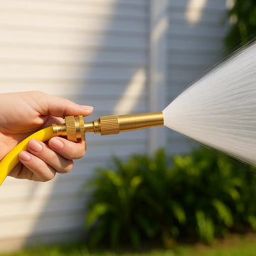 Brass Water Spray Nozzle for 1/2" Hose Pipe – Adjustable Pressure Booster Gun for Car Wash, Gardening & Cleaning