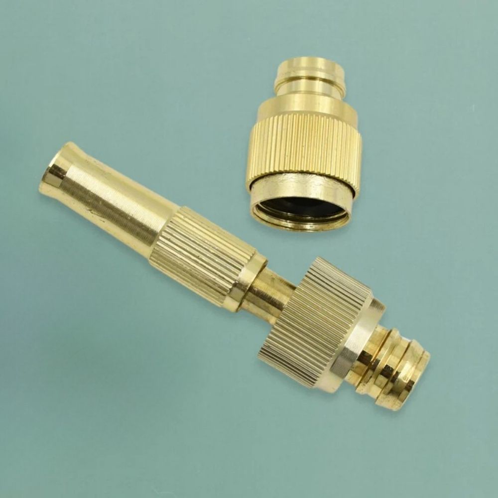 Brass Water Spray Nozzle for 1/2" Hose Pipe – Adjustable Pressure Booster Gun for Car Wash, Gardening & Cleaning