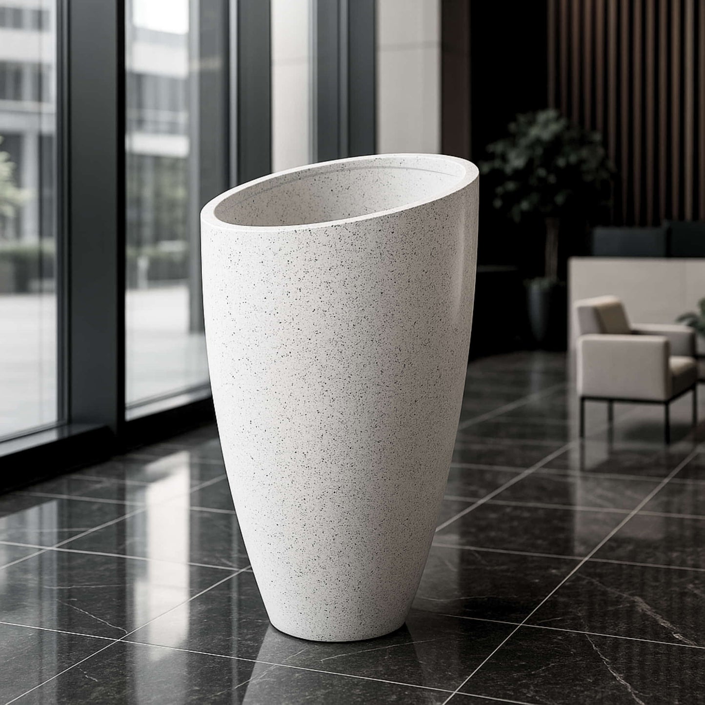 Calista Roto Moulded Tall Luxury Planter with 10+ Years Durability | Huge Terrazzo Finish Roto Container | Durable, Lightweight & Weatherproof Large Pot for Garden, Balcony & Living Room