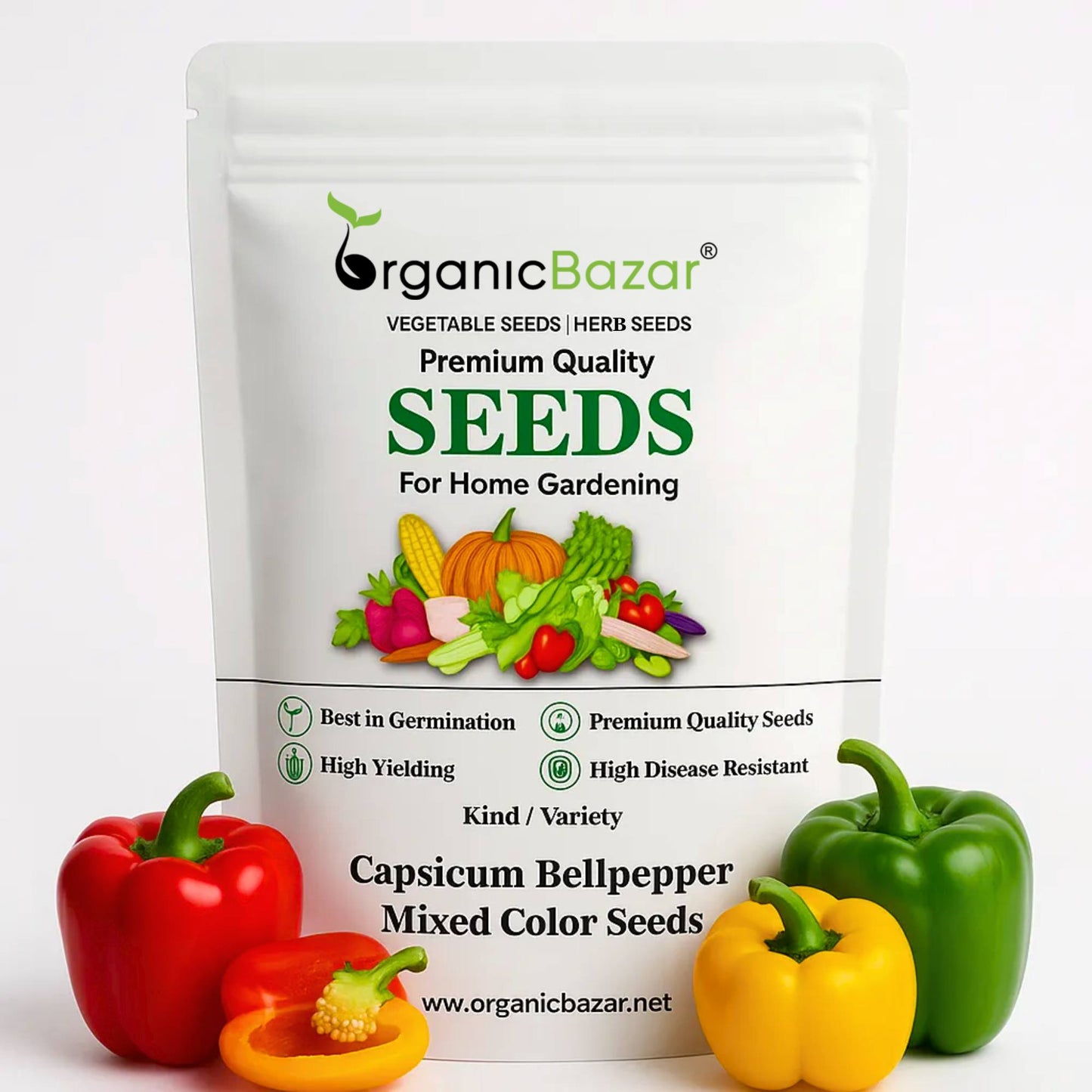 Capsicum-Bellpepper Mixed Color Seeds - (30 Seeds) High Yield | High Germination | Best for Home Gardens (Shimla Mirch/ शिमला मिर्च के बीज)