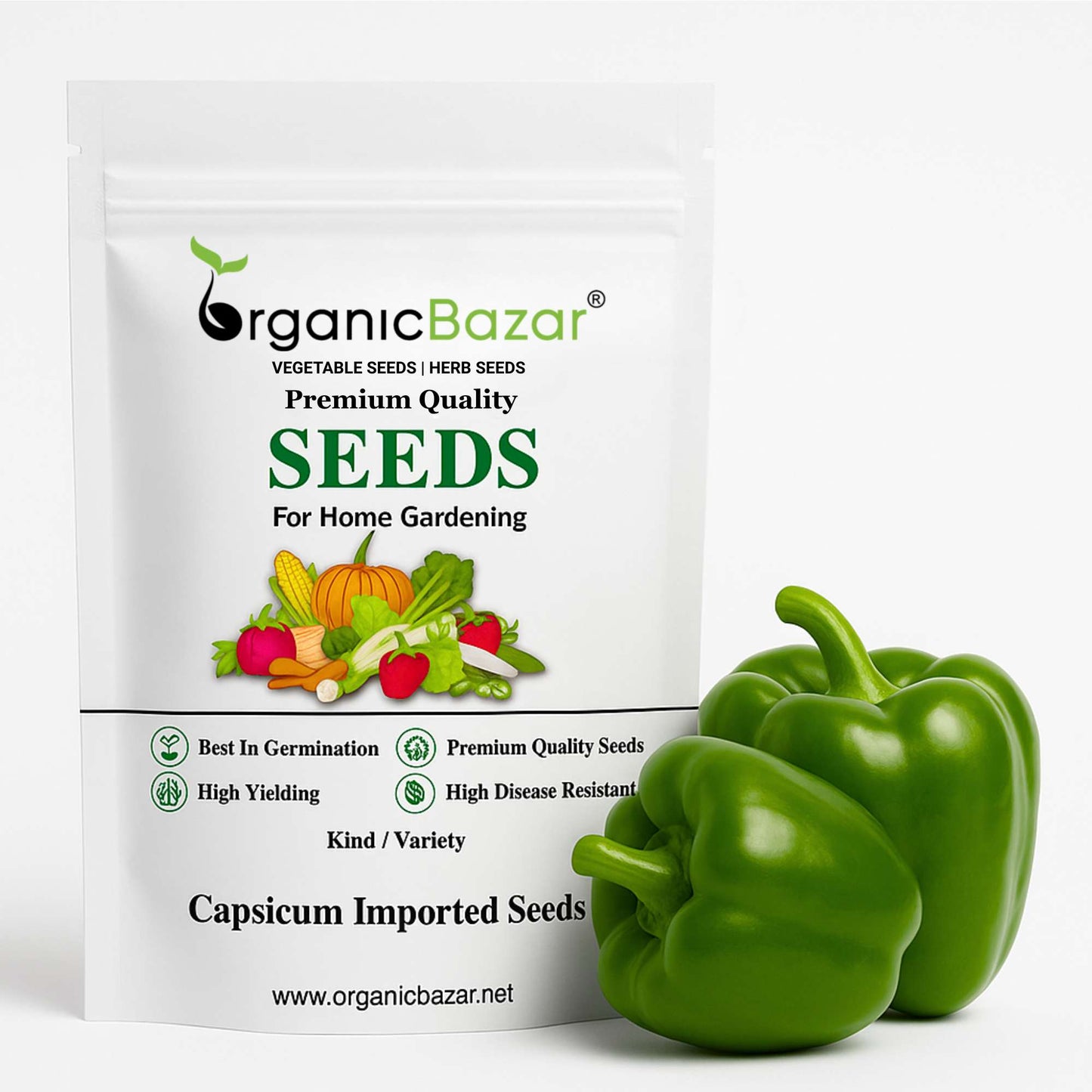 Capsicum (Shimla Mirch) Imported Seeds - (20 Seeds) High Yield | High Germination | Best for Home Gardens (शिमला मिर्च के बीज)