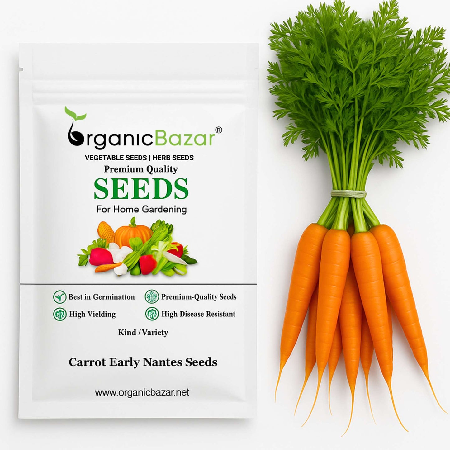 Carrot Early Nantes Seeds - 1000 Seeds (Gajar/ गाजर के बीज)