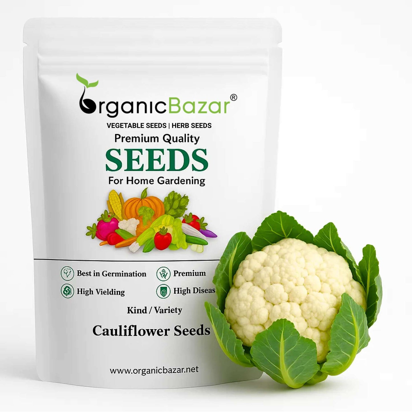 Cauliflower Seeds - 150 Seeds (Phool Gobhi/फूलगोभी के बीज) High Germination /Easy to Grow/Ideal for Terrace/Kitchen Gardening