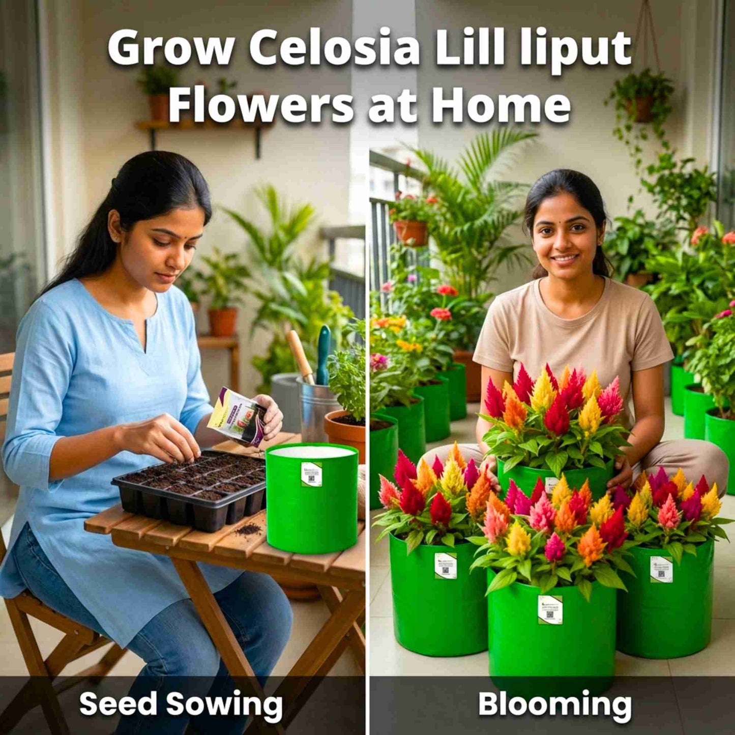 Celosia Plumosa Liliput Mixed Seeds (200 Seeds) High Germination/ Easy To grow/ Perfect for pots, balconies, or Terrace