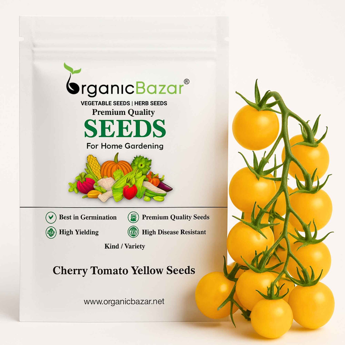 Cherry Tomato Yellow Seeds - 50 Seeds (Cherry Tamatar/चेरी टमाटर के बीज) High Germination/ Easy to Grow/ Ideal for Terrace/Kitchen Gardening
