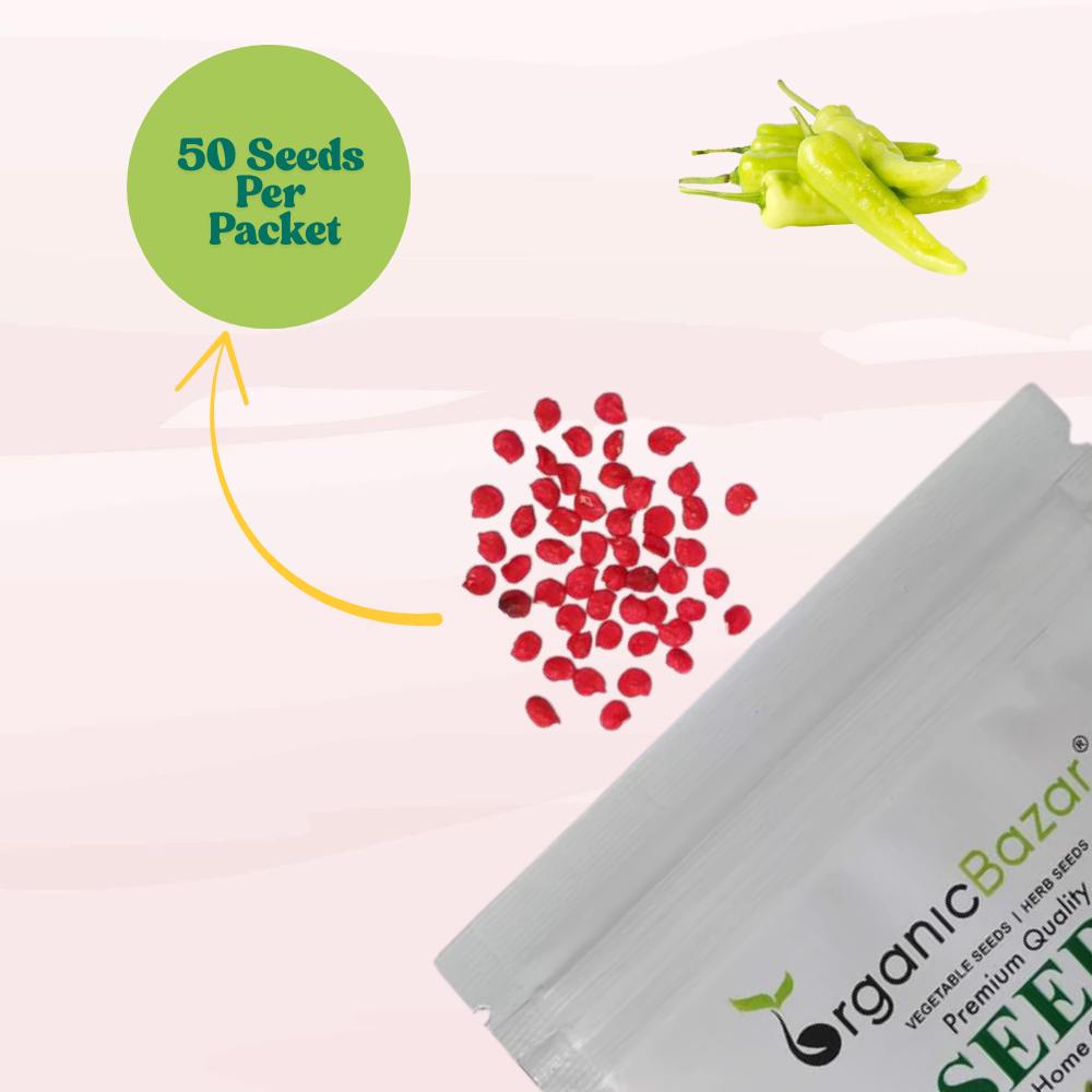 Chilli-Pepper Sweet Banana Seeds - (50 Seeds) High Yield/ High Germination (Mirch/ मिर्च के बीज)