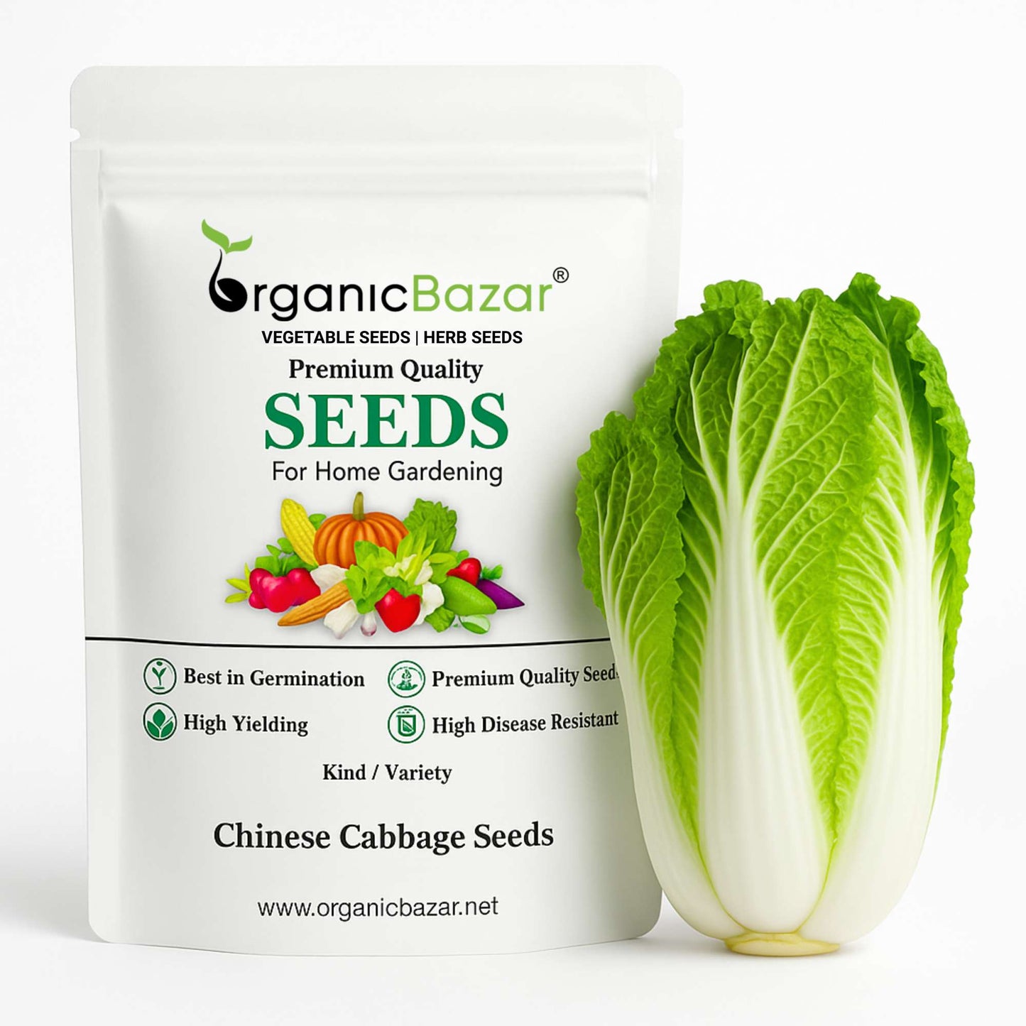 Chinese Cabbage Seeds - 150 Seeds (Chinese Patta Gobhi/चीनी पत्ता गोभी के बीज) High Germination / Easy to Grow / Ideal for Terrace/Kitchen Gardening