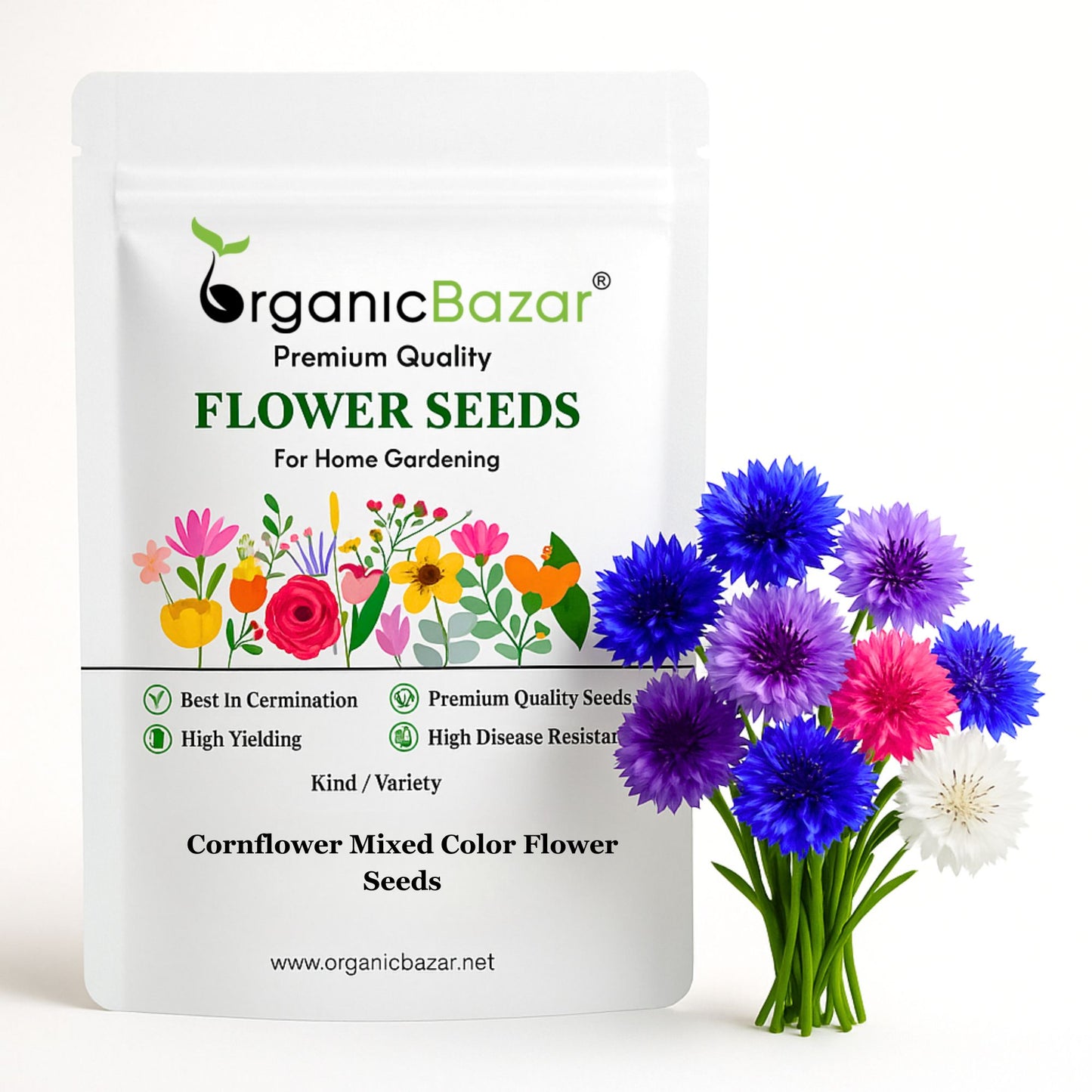Cornflower Mixed Color Flower Seeds (100 Seeds)