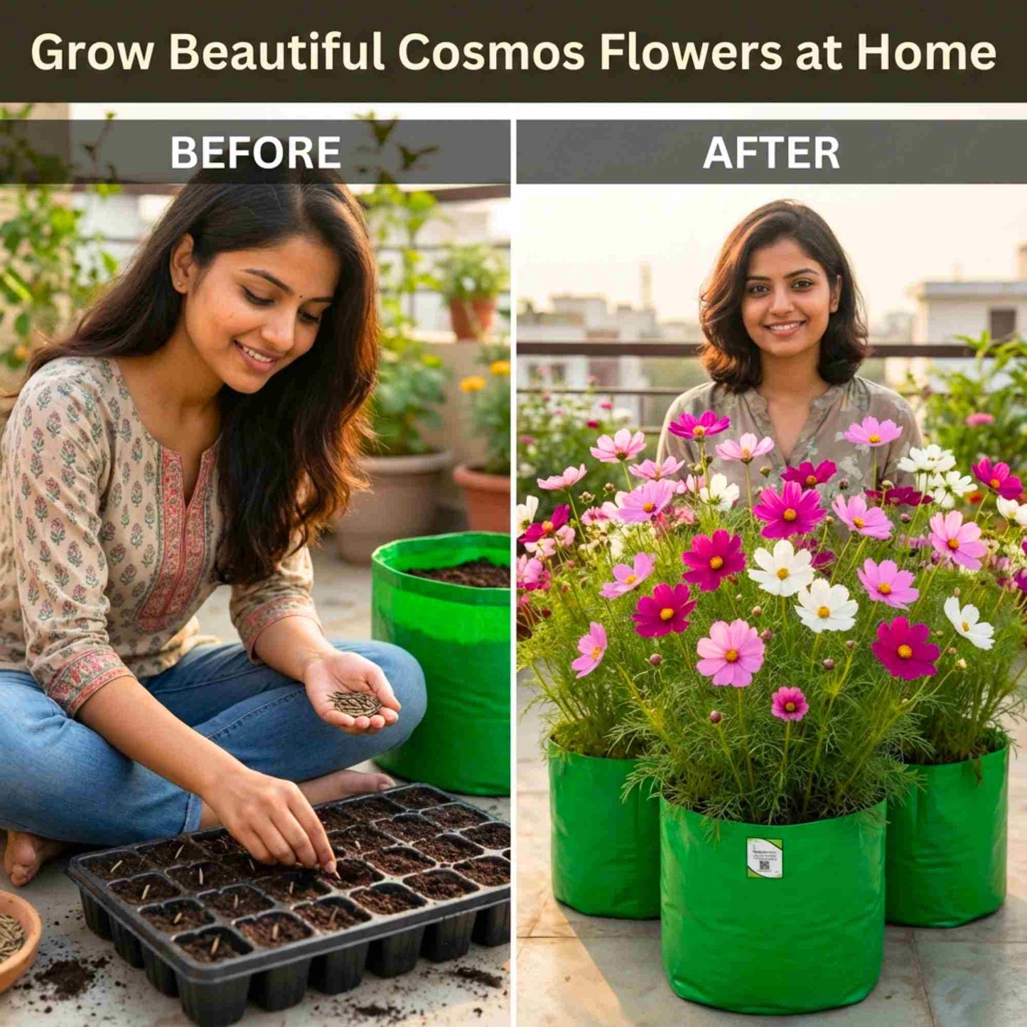 Cosmos Sensation Mixed Seeds (100 Seeds) Easy To Grow, High Germination,Perfect for pots, balconies, or Terrace gardens