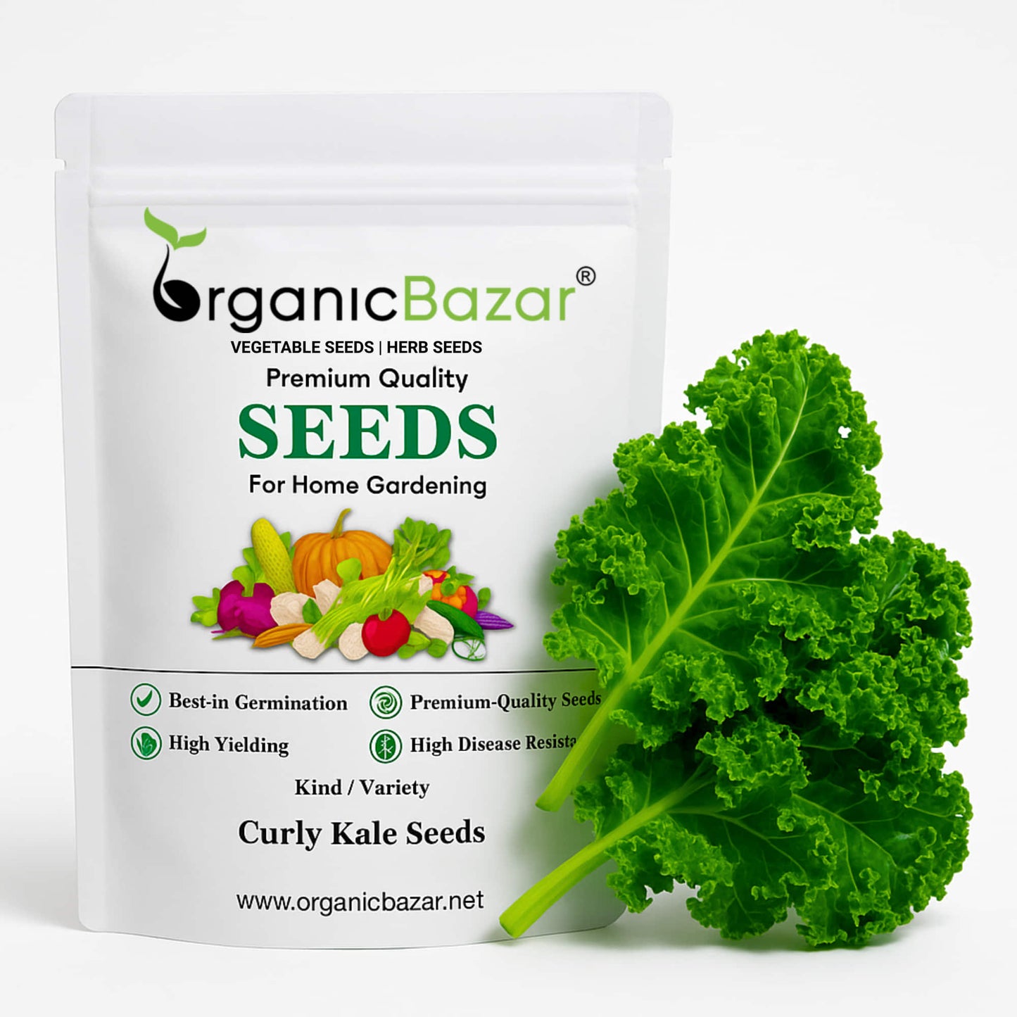 Curly Kale Seeds - 100 Seeds (केल के बीज) High Germination/ Easy to Grow/ Ideal for Terrace/Kitchen Gardening