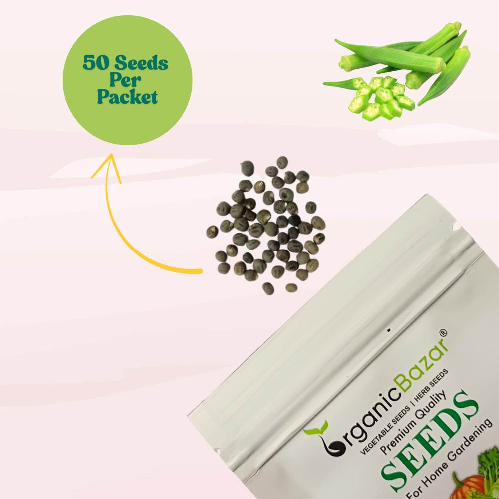Desi Okra Seeds - 50 Seeds (Desi bhindi/देशी भिन्डी के बीज) Easy To grow, High Germination, High Yield, Desi Okra Seeds for Home Gardening