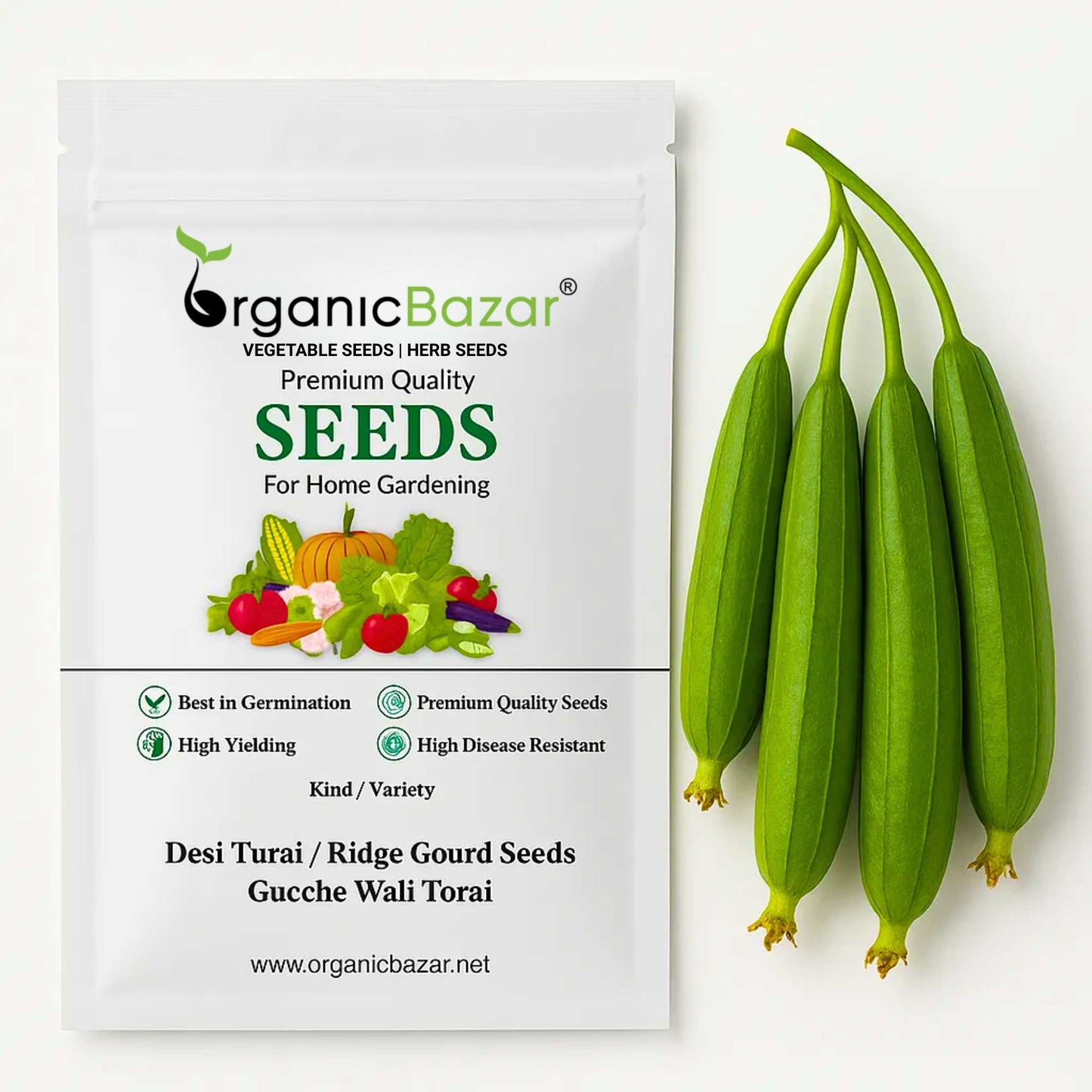 Desi Turai/Ridge Gourd Seeds – Gucche Wali Torai - (20 Seeds (Easy To grow, High Germination Desi Variety Seeds For Terrace Gradening)