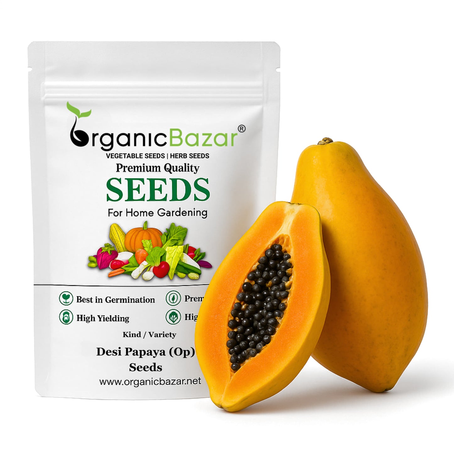 Desi Papaya (Op) Seeds (20 Seeds) High Germination, High-yielding and fast-growing