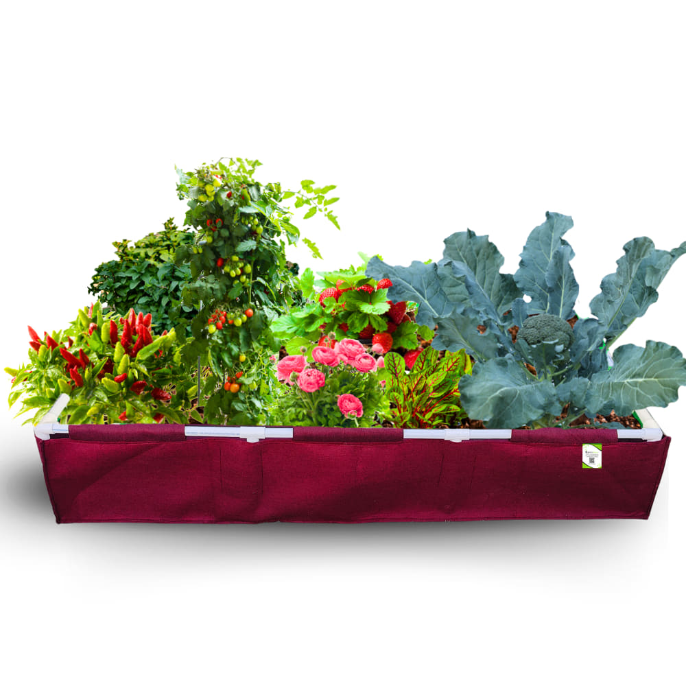OrganicBazar 60x15x15 Geo Fabric Rectangular Grow Bag With Supporting PVC Pipes for Terrace Garden, Premium Geo Fabric 450 GSM Raised Bed Planter