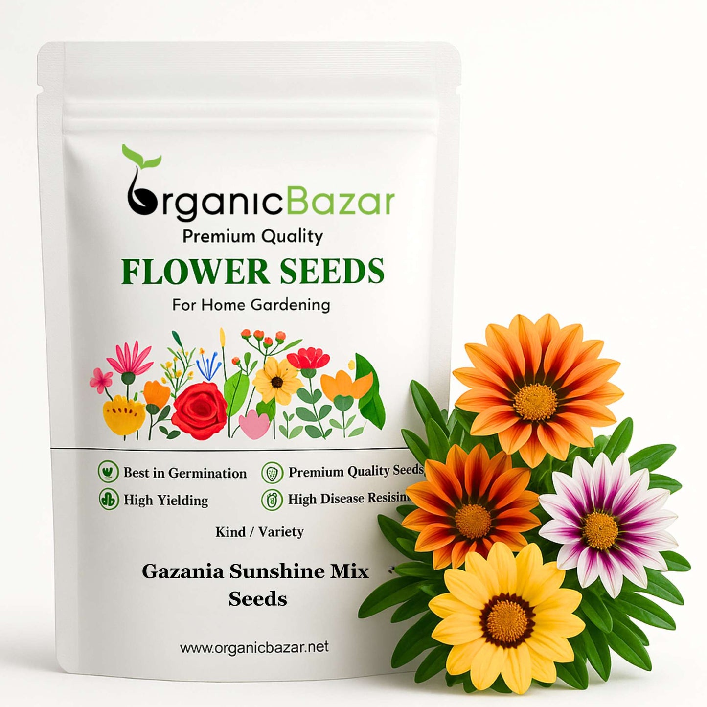 Gazania Sunshine Mix Seeds (150 Seeds) Easy To Grow, High Germination, Perfect for pots, balconies, or Terrace gardens