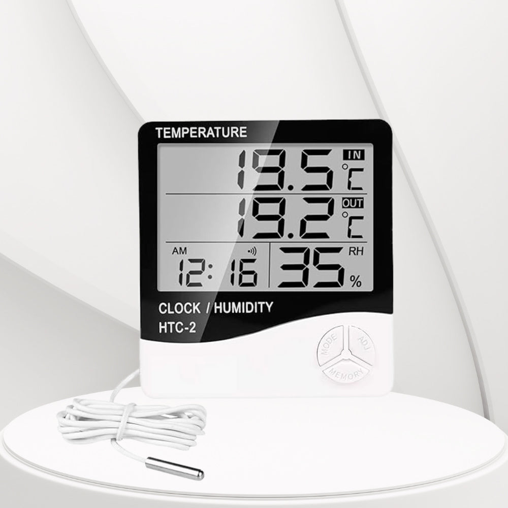 thumbnail image 2 of Digital Indoor Thermometer & Hygrometer – Room Temperature And Humidity Meter With Clock (Unbranded) 2 of 4