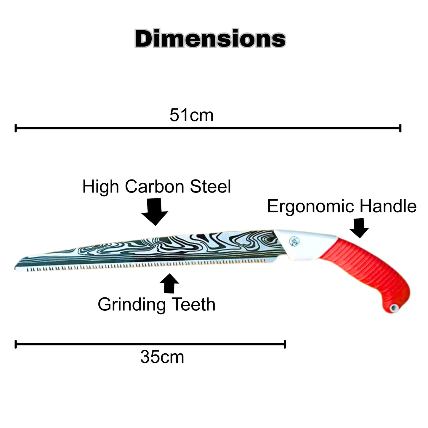 Heavy Duty Hand-Powered Pruning Saw with Cover – Curved Garden Tree Pruner & Cutter with Ergonomic Grip | Sharp Steel Blade with Protective Cover