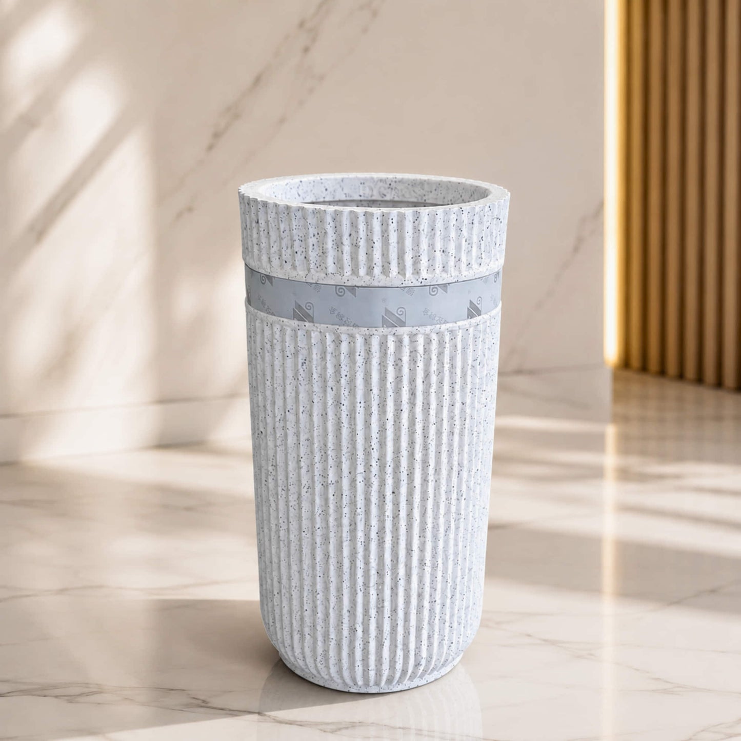 Hycross Roto Moulded Tall Planter with 10+ Years Durability | 12" x 25" | Granite Ribbed Finish Big Pot for Indoor & Outdoor