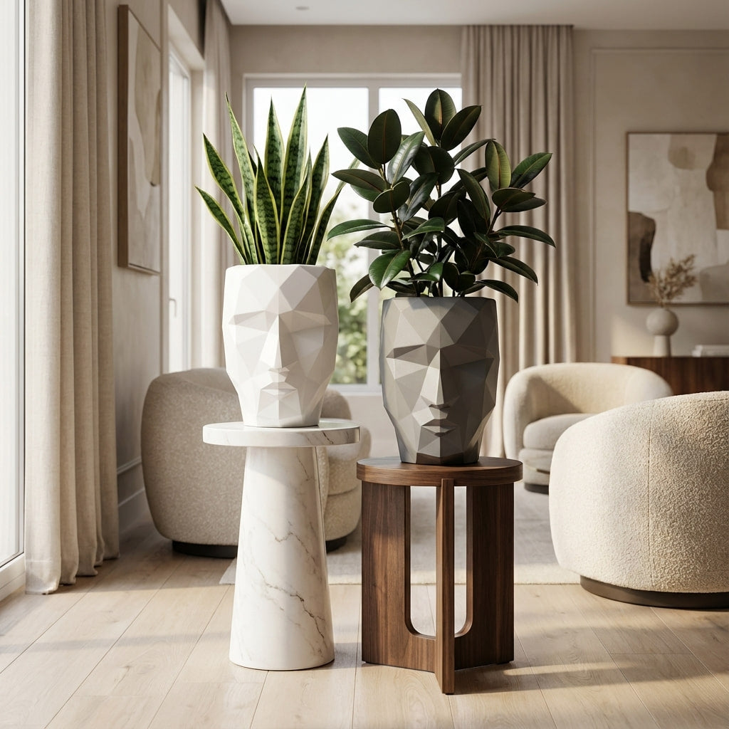 Iron Man Face Planter Pot (Pack of 1) – Luxury Geometric Designer Plant Pots for Living Room, Bedroom, Office, Villa, & premium commercial interiors