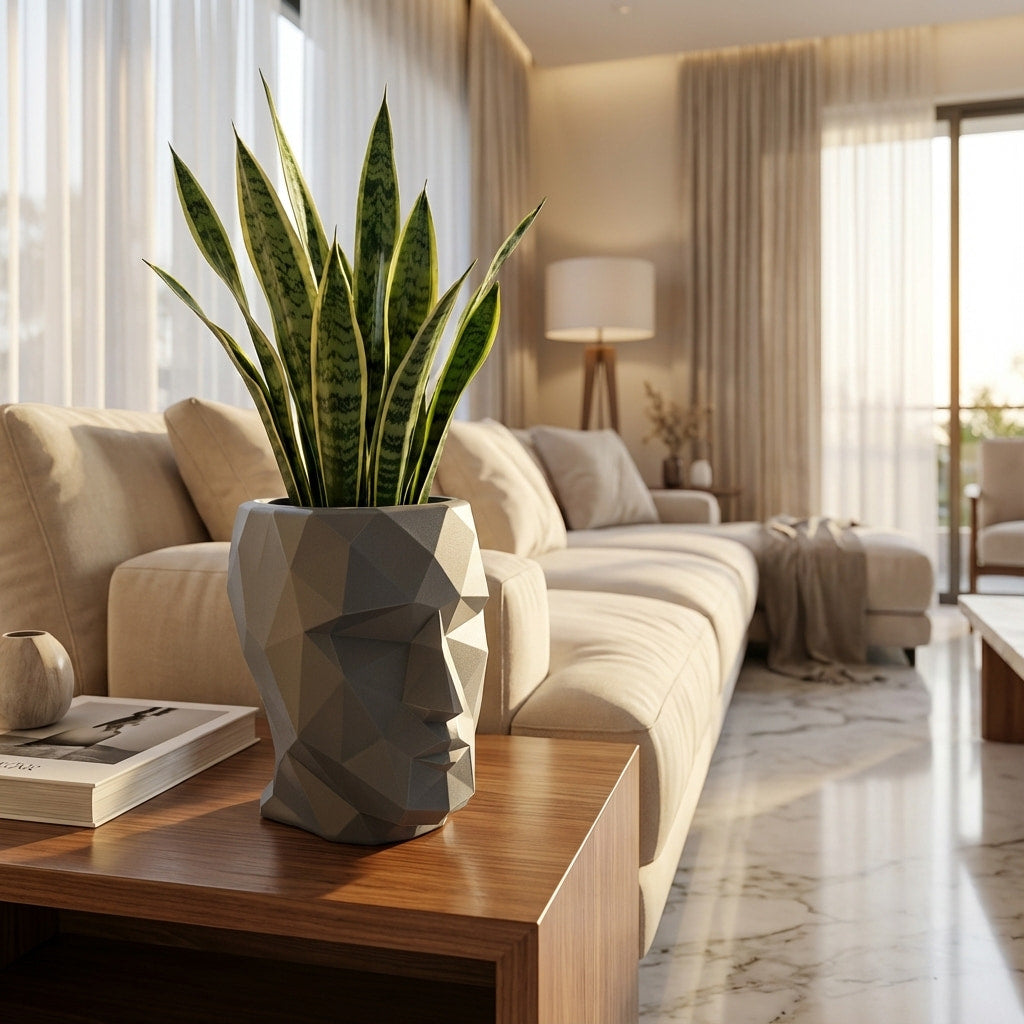 Iron Man Face Planter Pot (Pack of 1) – Luxury Geometric Designer Plant Pots for Living Room, Bedroom, Office, Villa, & premium commercial interiors