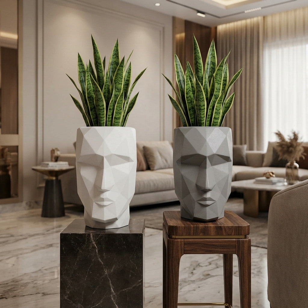 Iron Man Face Planter Pot (Pack of 1) – Luxury Geometric Designer Plant Pots for Living Room, Bedroom, Office, Villa, & premium commercial interiors