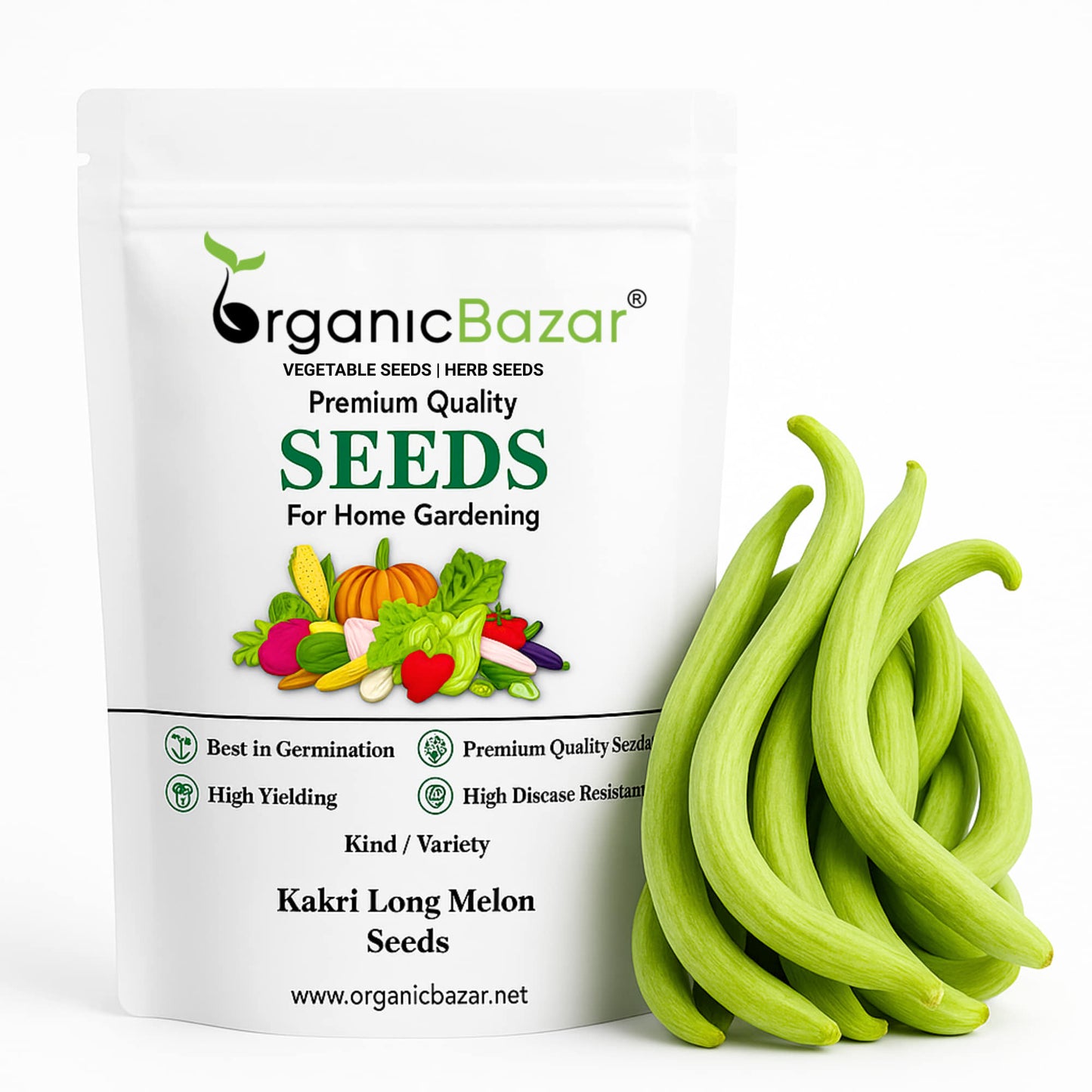 Kakri Long Melon Seeds - 20 Seeds (Kakdi/ककड़ी के बीज) High Germination, Easy to Grow Seeds For Terrace Gardening