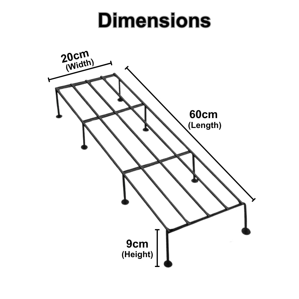 OrganicBazar Metal Plant Stand for Pots | Rust-Resistant Heavy-Duty Rectangular Flower Pot Stand for Garden Decor, Balcony & Indoor Use (Black)