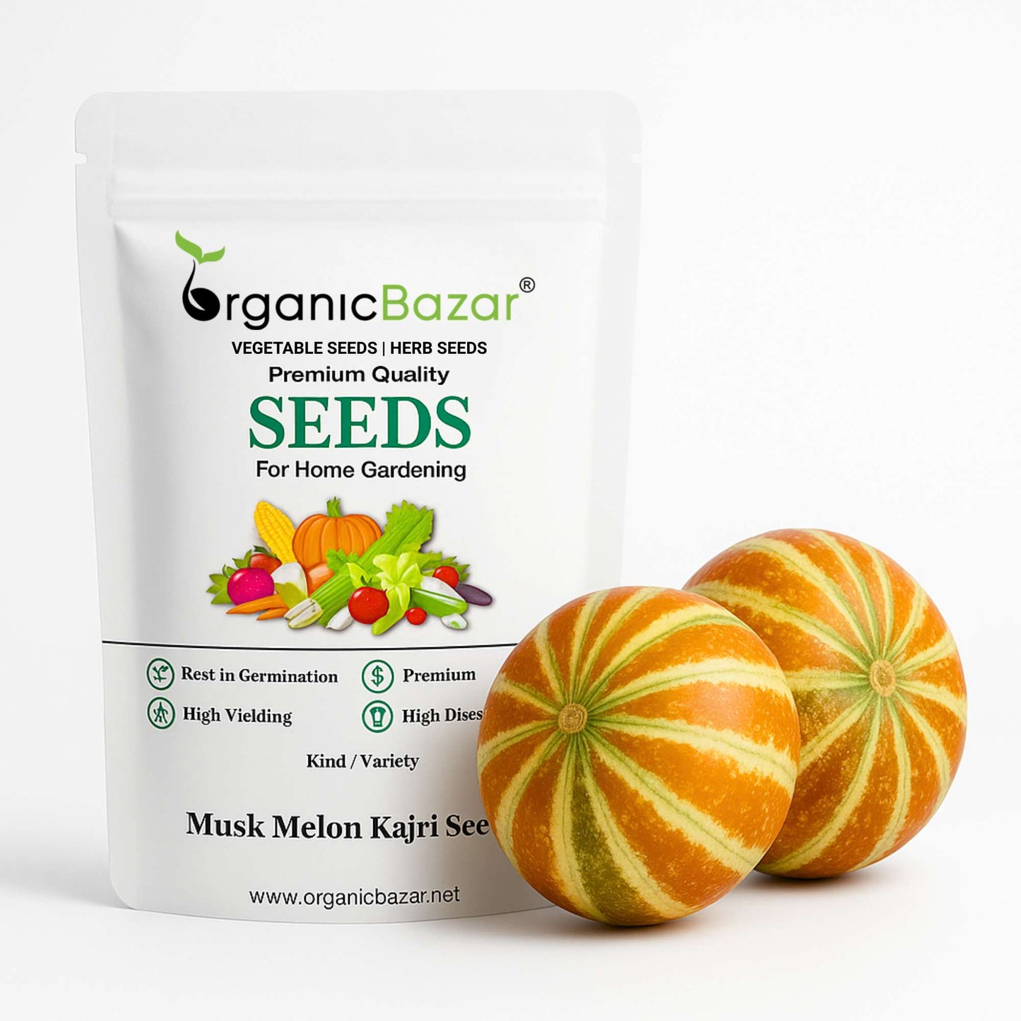Musk Melon Kajri Seeds (12 Seeds) Easy To grow, High Germination, High Yield Kharbooj Seeds for Home Gardening