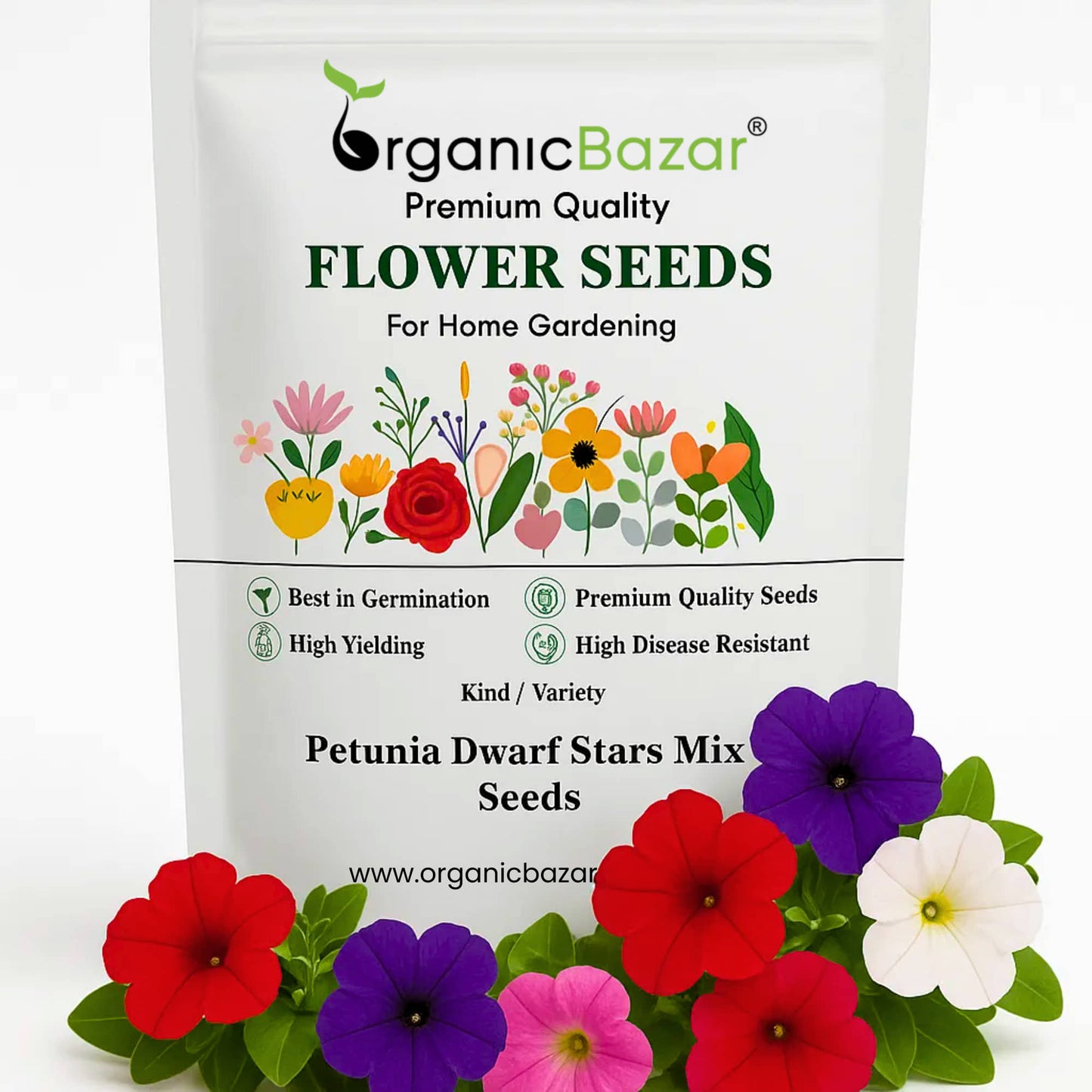 Petunia Dwarf Stars Mix Seeds (300 Seeds) High Germination/ Easy To grow/ Perfect for pots, balconies, or Terrace gardens