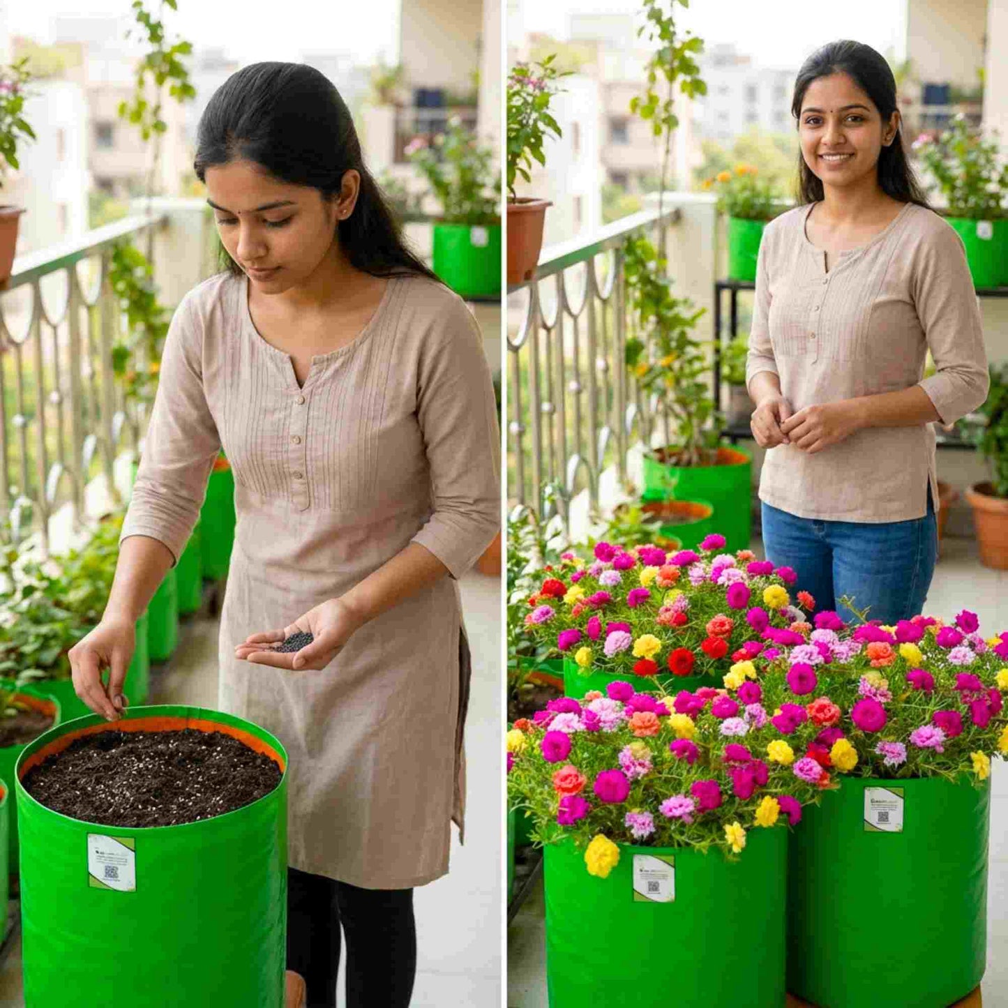 Portulaca Grandiflora (Moss Rose) Double Mix Seeds (500 Seeds) High Germination/ Easy To grow/ Perfect for pots, balconies, or Terrace gardens