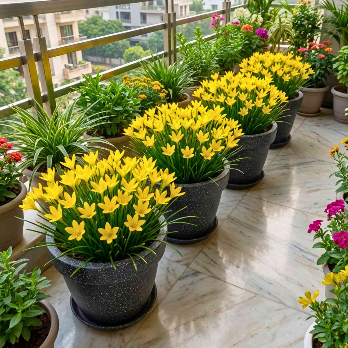 Rain Lily Yellow Flower Bulbs (10 Bulbs) Easy To grow Flower Bulbs For Terrace Gardening