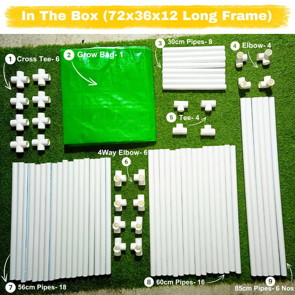 OrganicBazar 72x36x12 Rectangular Grow Bag with Long Frame for Creeper Plants for Terrace Garden