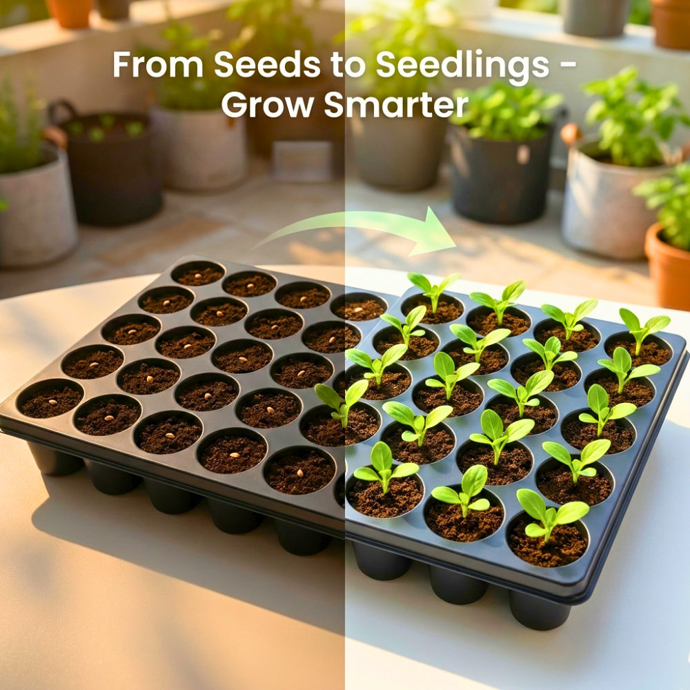 Reusable Seedling Tray (40 Holes, Pack of 5, Black)