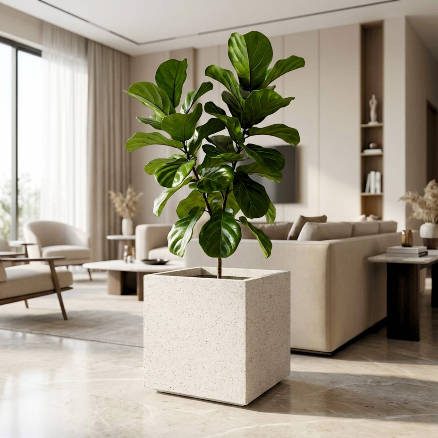 Cubicis Roto Moulded Square Luxury Planter Pot with 10+ Years Durability | Terrazzo Finish Roto Container | Durable, Lightweight & Weatherproof Pot for Garden, Balcony & Living Room