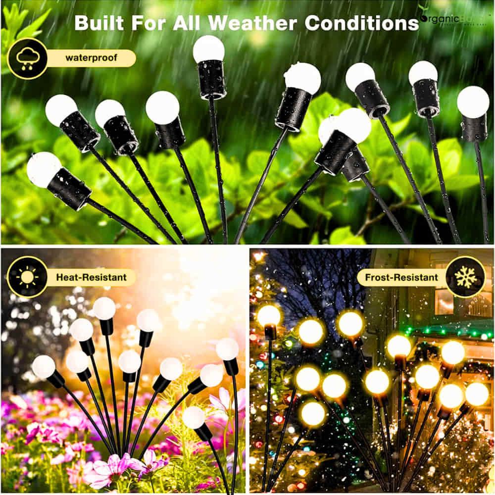 Outdoor Solar Garden Light, 6 LED Firefly Lamp (Pack of 2)