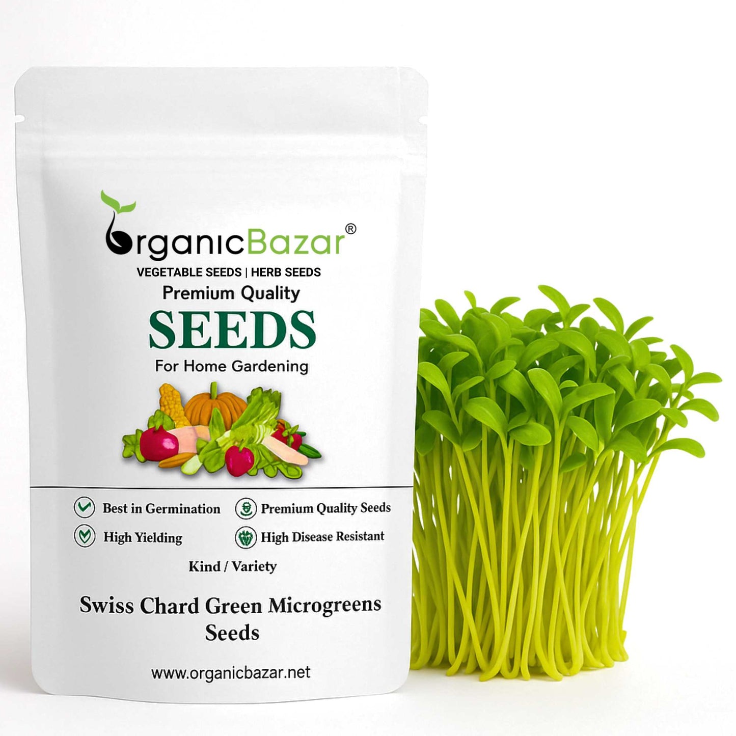 Swiss Chard Green Microgreen Seeds (25g)