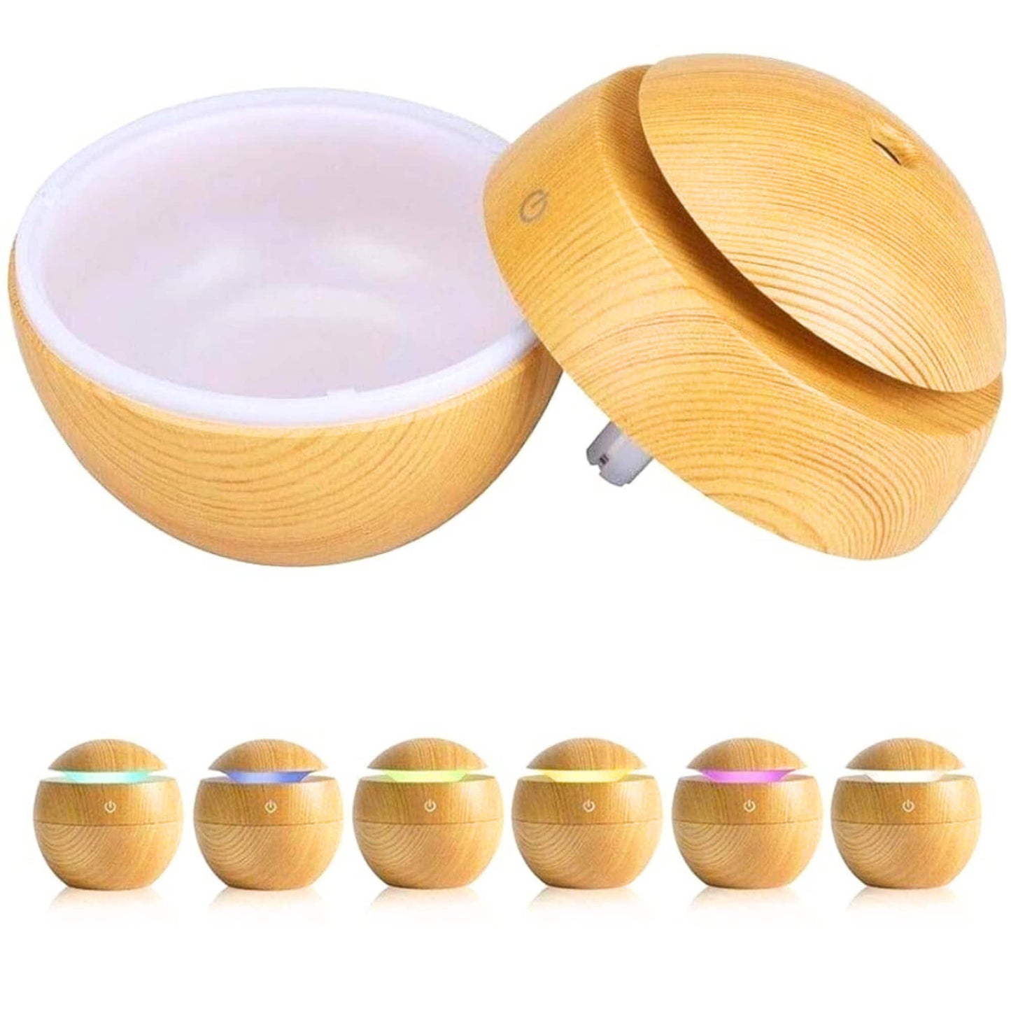 Wooden Cool Mist Humidifier cum Essential Oil Diffuser with Colorful Changing Lights for Indoor Garden, Car, Office, & Room (Light Brown, Pack of 1)