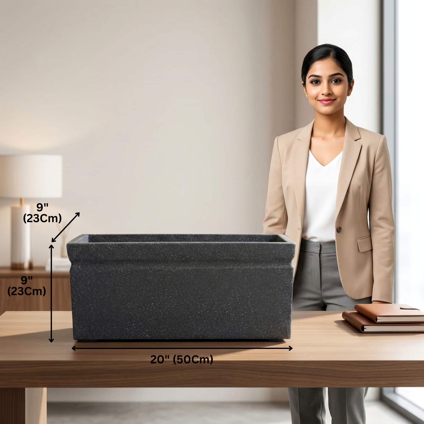 Roto Moulded Lectus Rectangular Pot-20 | Modern Indoor & Outdoor Planter (Pack of 1)