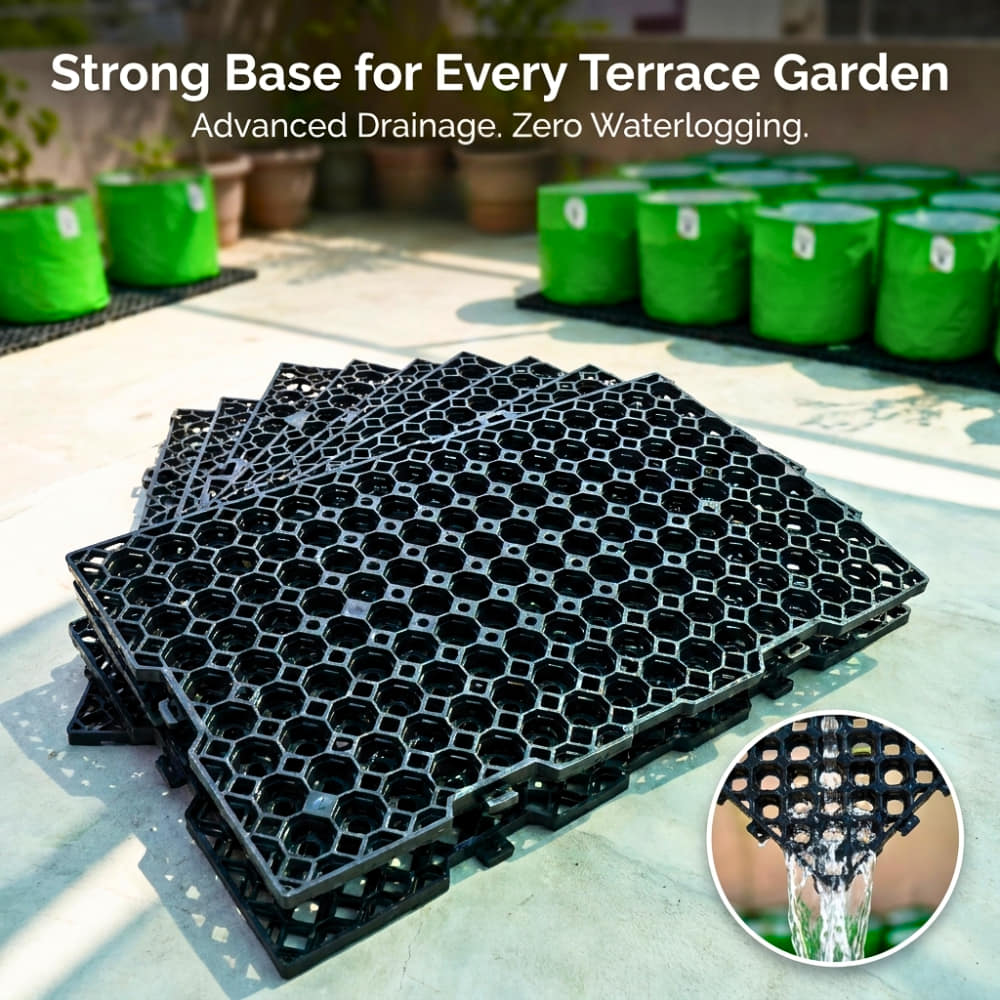 Drain Cell / Drainage Mat For Terrace Garden 50x30x2 cm (10 Nos)