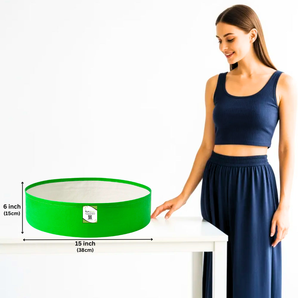 OrganicBazar 15x6 Grow Bag for Leafy Vegetables, Premium HDPE 260 GSM, Green Plant Bags