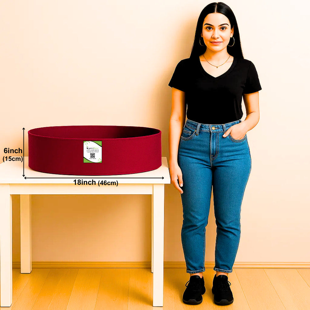 OrganicBazar Geo 18x6 Leafy Grow Bags for Leafy Vegetables for Terrace Garden, Premium Geo Fabric 450 GSM Plant Bags