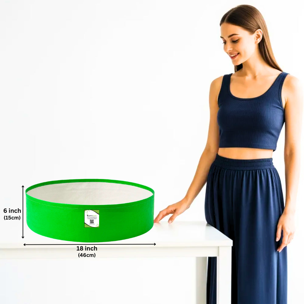 OrganicBazar 18x6 Grow Bag for Leafy Vegetables, Premium HDPE 260 GSM, Green Plant Bags for Terrace Garden