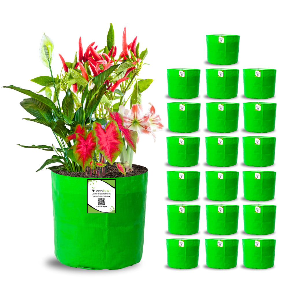 OrganicBazar 8x8 Grow Bags for Terrace Garden, Premium HDPE 260 GSM, Green Plant Bags