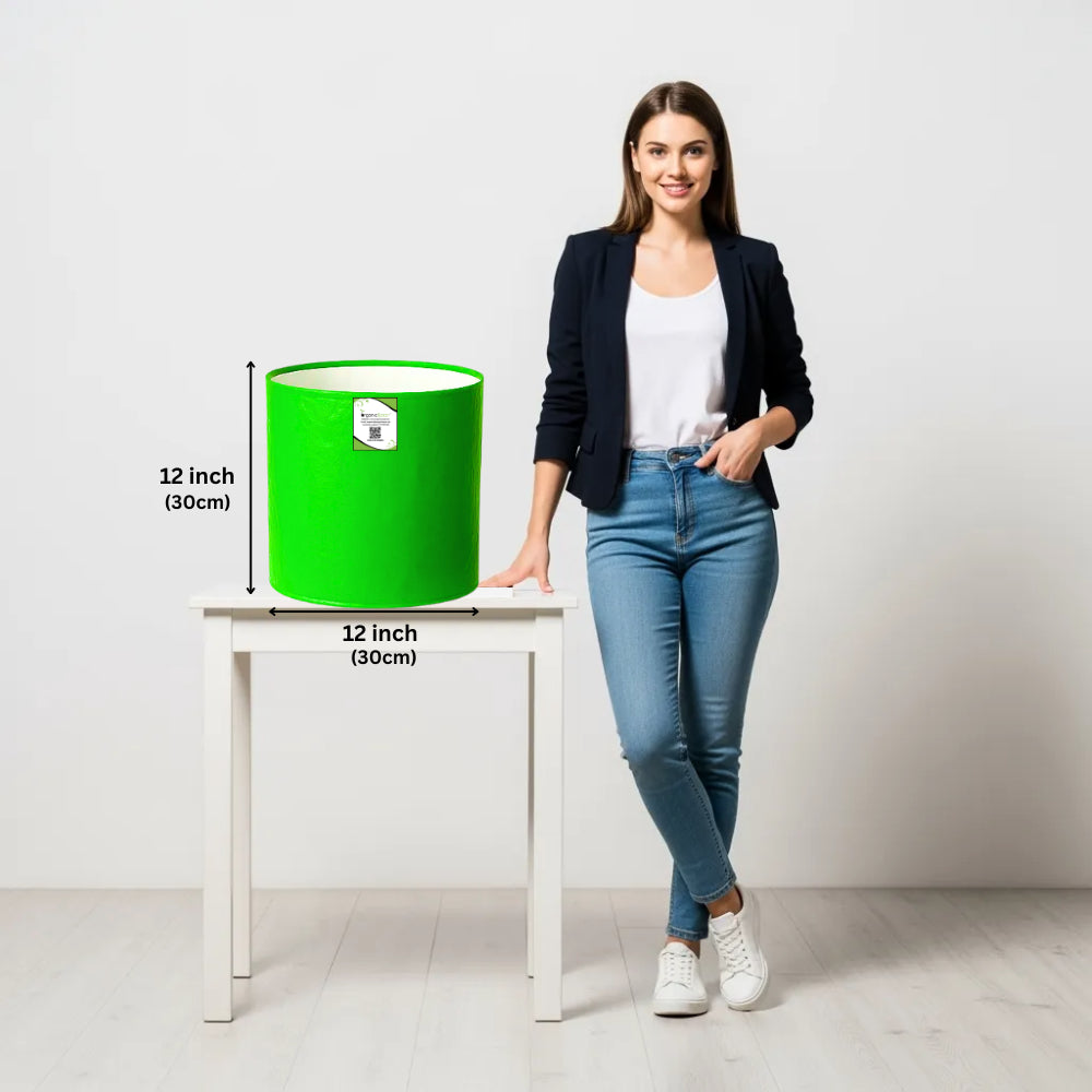 OrganicBazar 12×12 HDPE Round Grow Bag – Premium Quality, Heavy-Duty, UV-Stabilized (260 GSM) Green Plant Bags